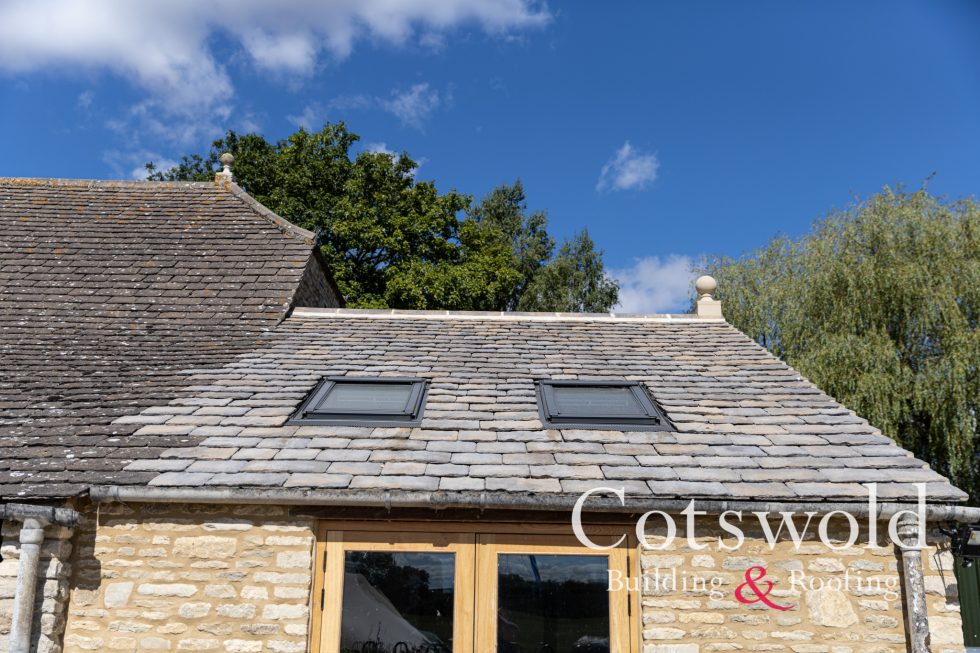 Roofing with velux windows completed by Cotswold Building and Roofing Ltd