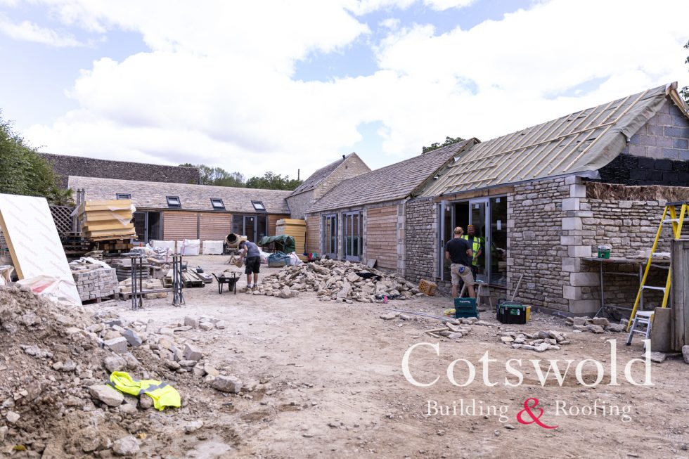 Barn conversion building site Cotswold Building and Roofing Ltd