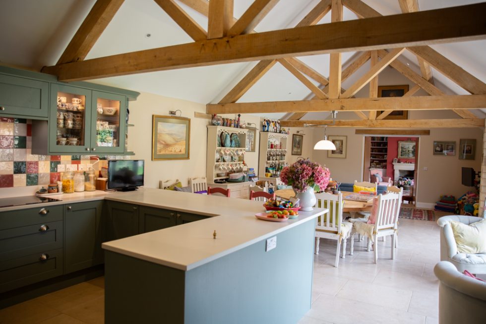 Under floor heating, oak trusses, kitchen created out of barn conversion Latton, Cirencester